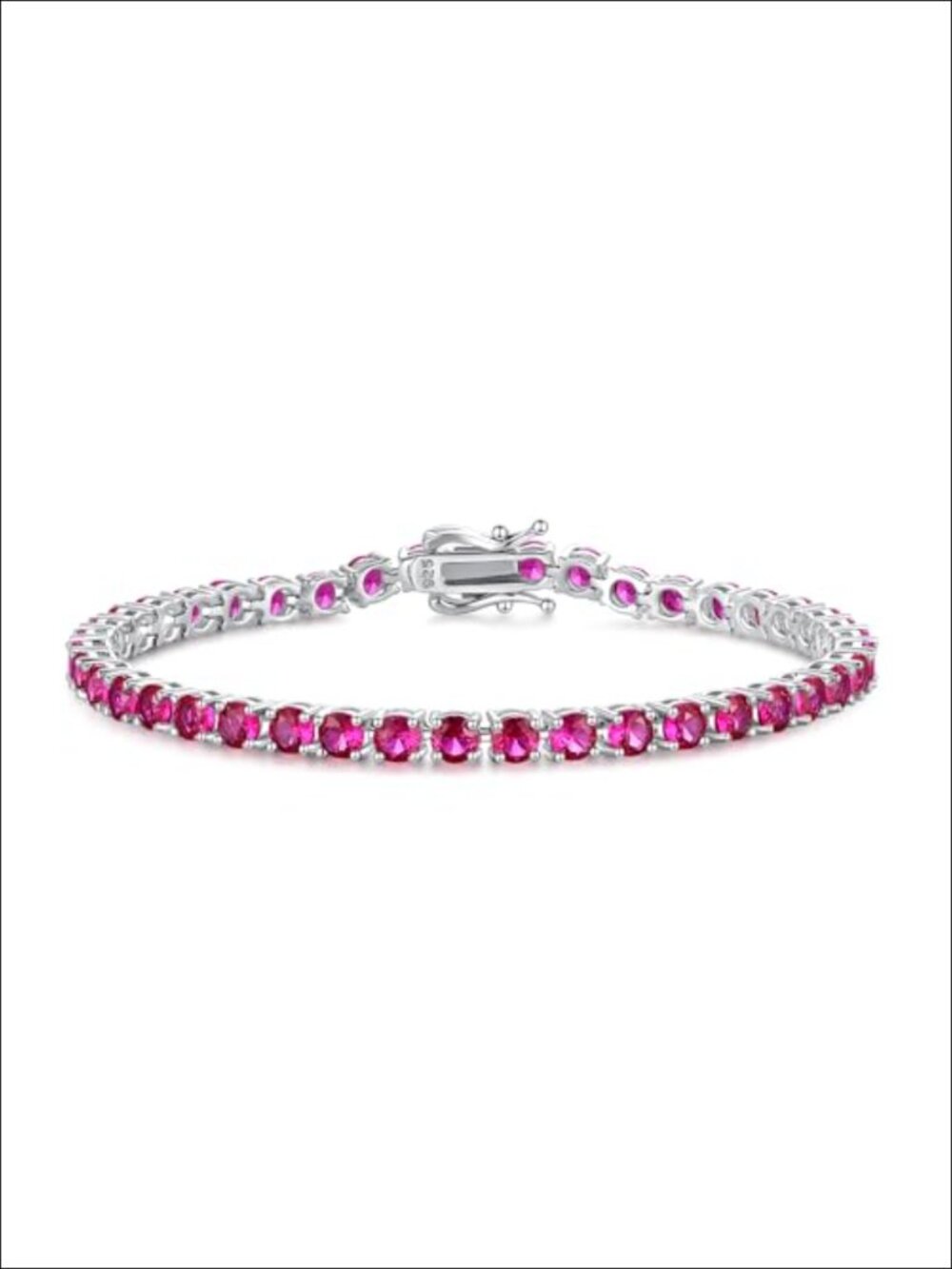 Sterling Silver Ruby Tennis Bracelet Fine Jewelry Wedding Gift 7.2"